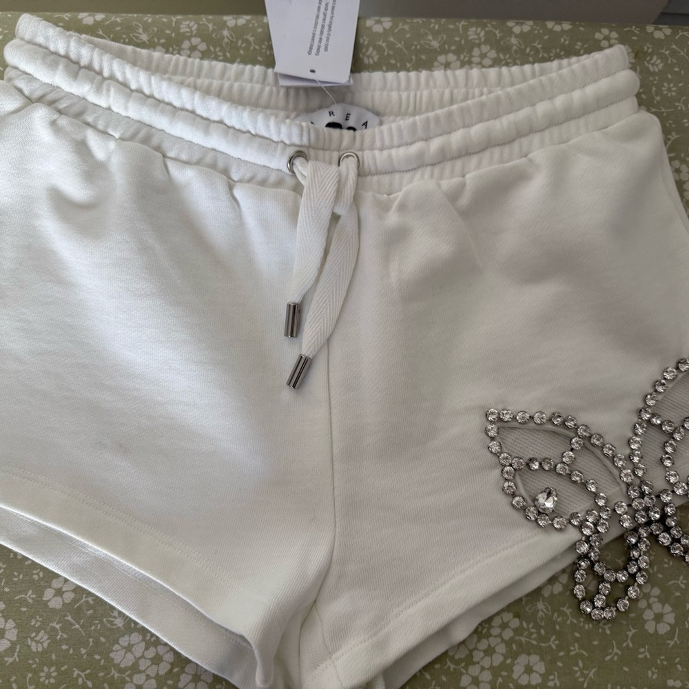 White Women's Shorts with Rhinestone Detail